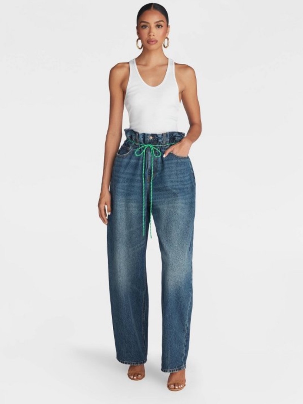 KBB by KAHLANA Women's Barrel Leg 'The Paper Bag
Jean' - Dark Wash O